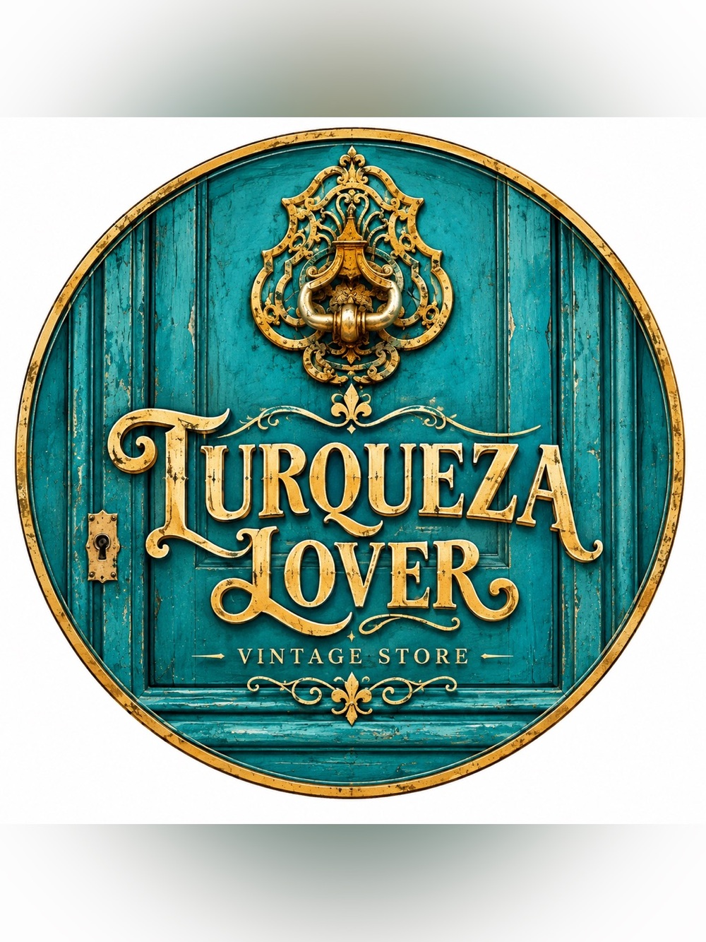 Turqueza Lover Vintage Sign - Teal and Gold Decorative Plaque